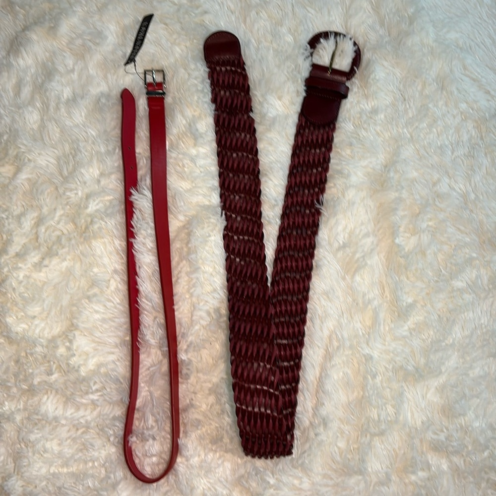 2 Faux Leather Belts - Ellen Tracy & Unbranded